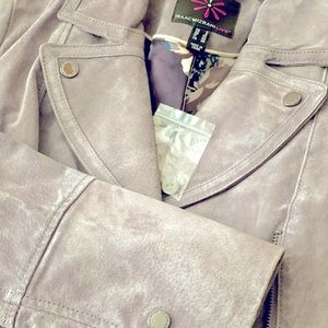 Isaac Mizrahi Genuine Leather Suede Jacket - Grey - ladies size 2 - NWT